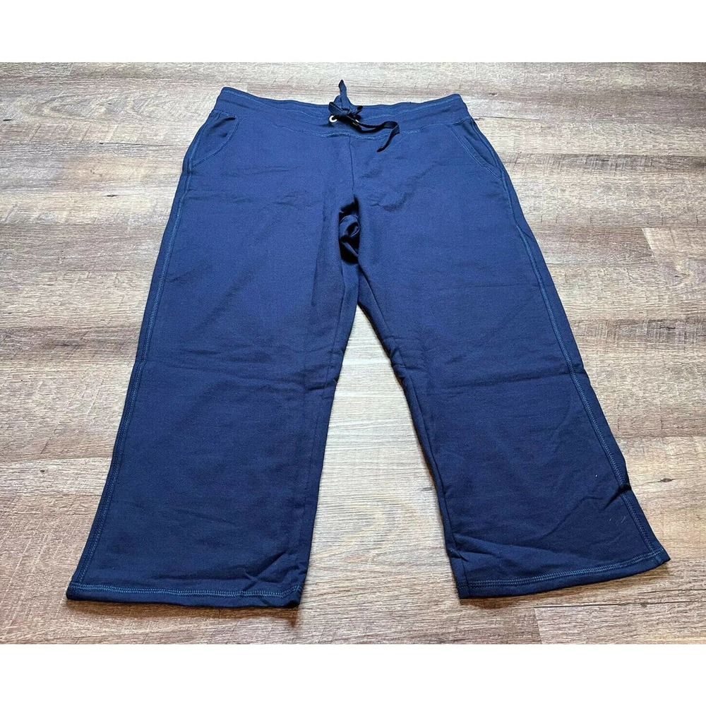 Hanes Womens Large Navy Blue Wide Leg Lounge Pants L8